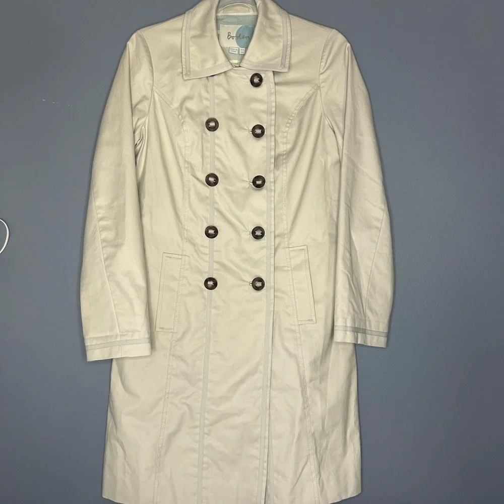 Boden Womens Trench Coat Khaki 6 *no belt* Academia Classiccore Closet Staple - Picture 15 of 16